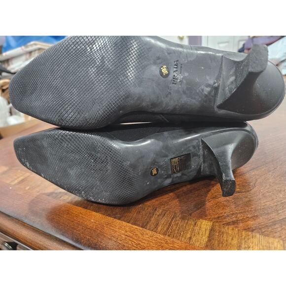 Vintage PRADA Italy Black Nylon Ankle Booties Side Zip Size 39.5 Calzature Donna - Picture 5 of 7